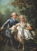 Francois-Hubert Drouais Charles of France and his sister Clotilde Germany oil painting artist